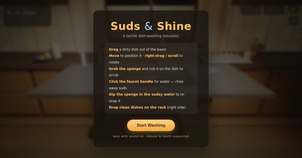 Screenshot of the Dishwashing demo