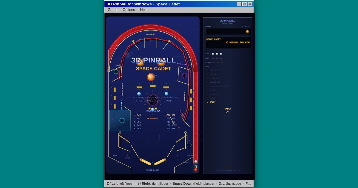 Screenshot of the Pinball demo