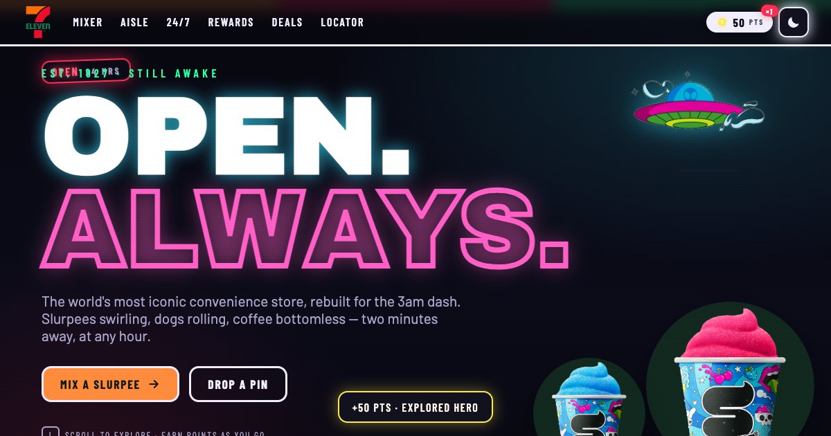 Screenshot of the 7 Eleven Landing Page demo