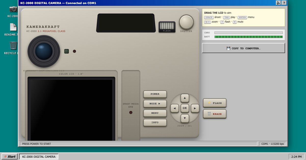 Screenshot of the 90s Camera Simulator demo