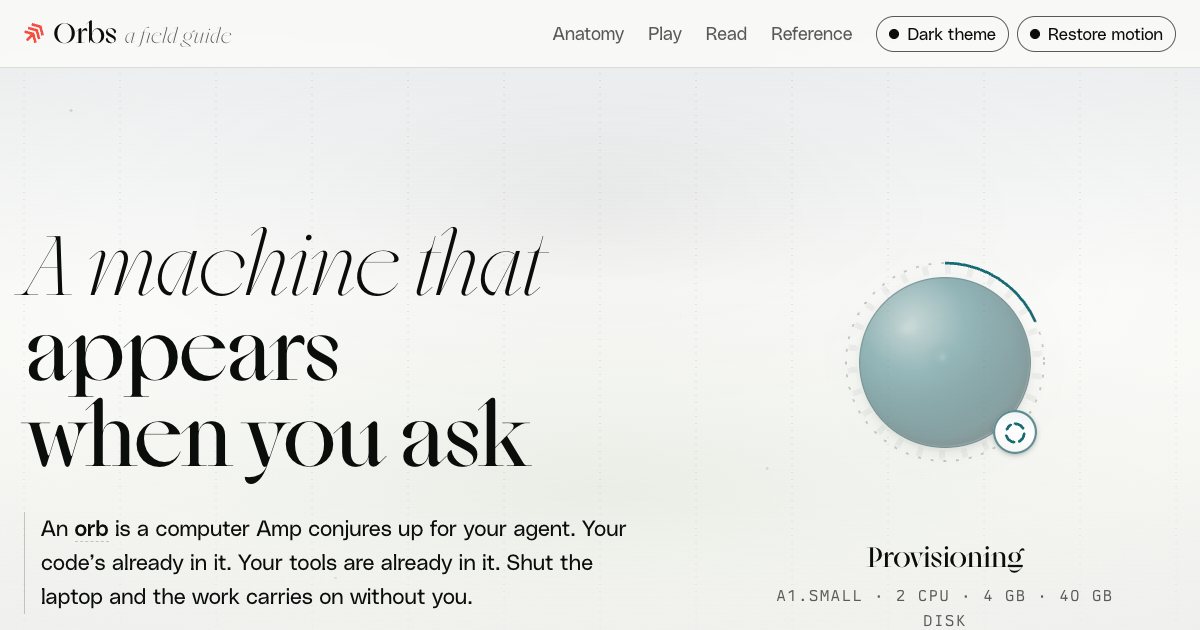 Screenshot of the Amp Code Orbs Explainer demo