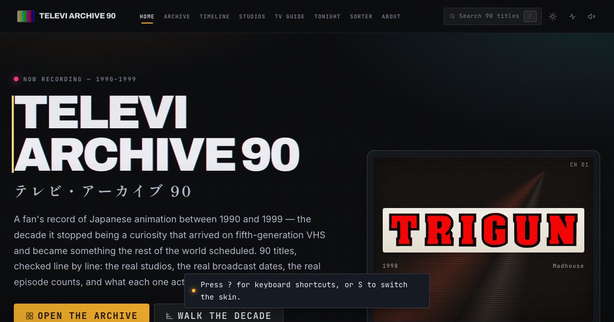 Screenshot of the Anime Fansite demo