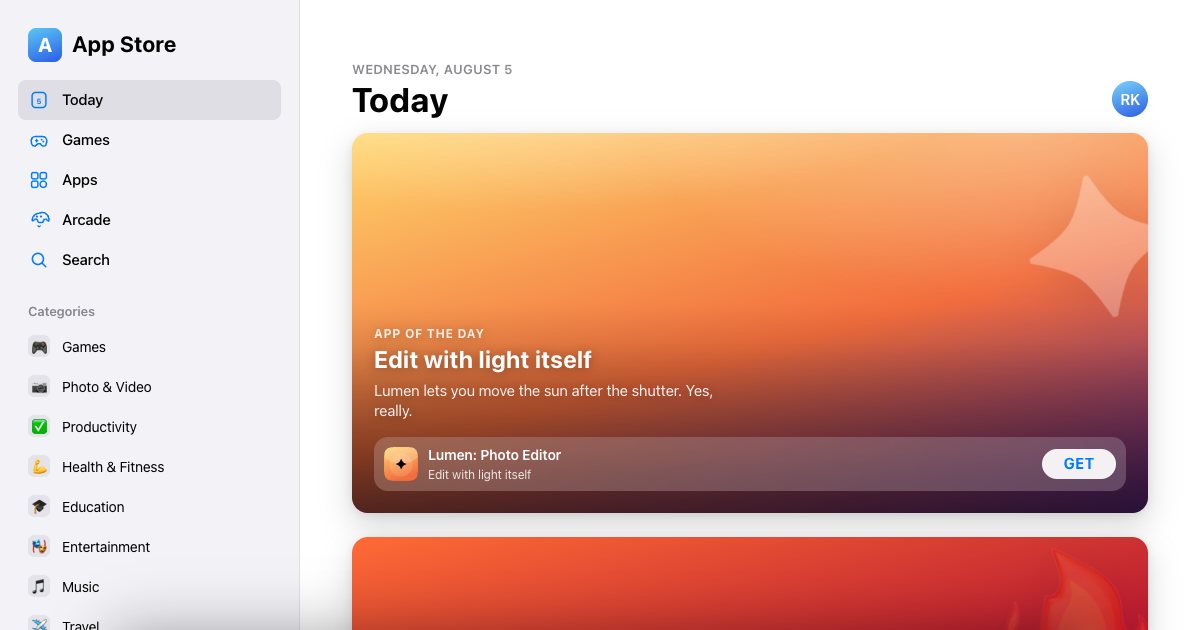 Screenshot of the App Store demo