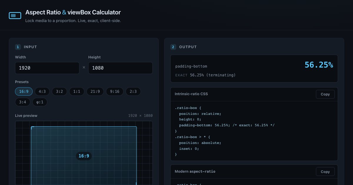 Screenshot of the Aspect Ratio Calculator demo