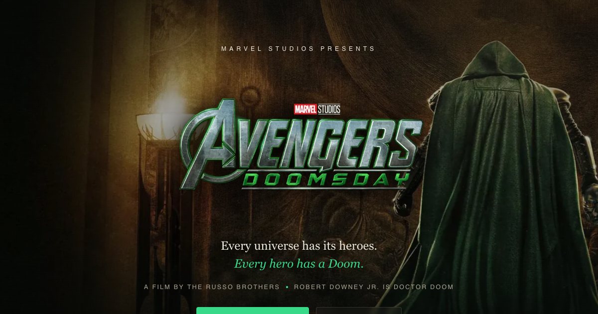 Screenshot of the Avengers Doomsday Landing Page demo