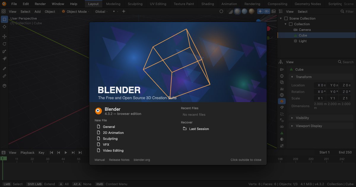 Screenshot of the Blender demo