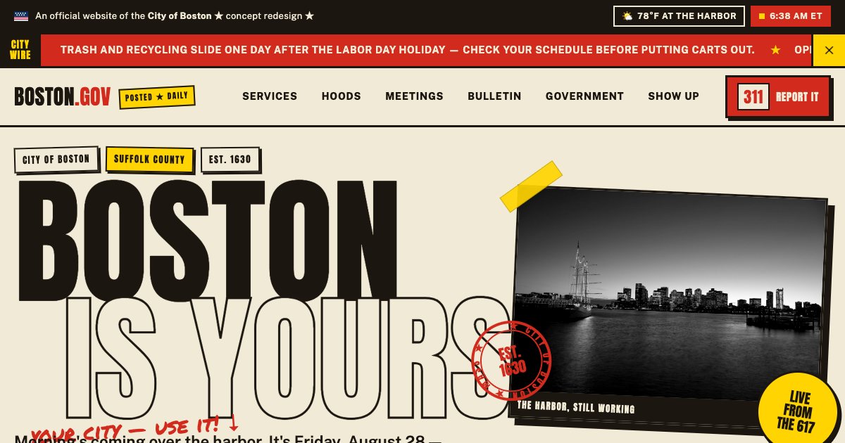 Screenshot of the Boston Gov Landing Page demo