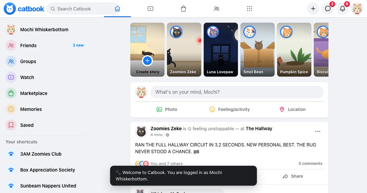 Screenshot of the Catbook demo