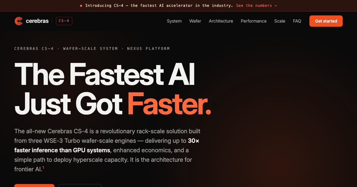 Screenshot of the Cerebras Cs4 Landing Page demo