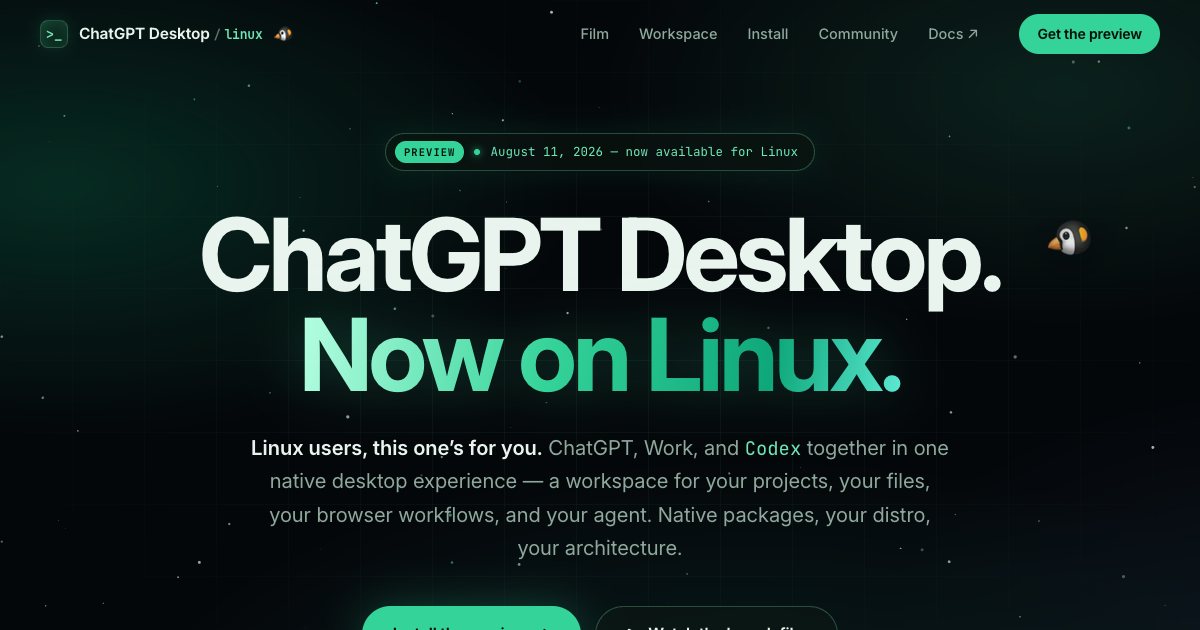 Screenshot of the Chatgpt For Linux Landing Page demo