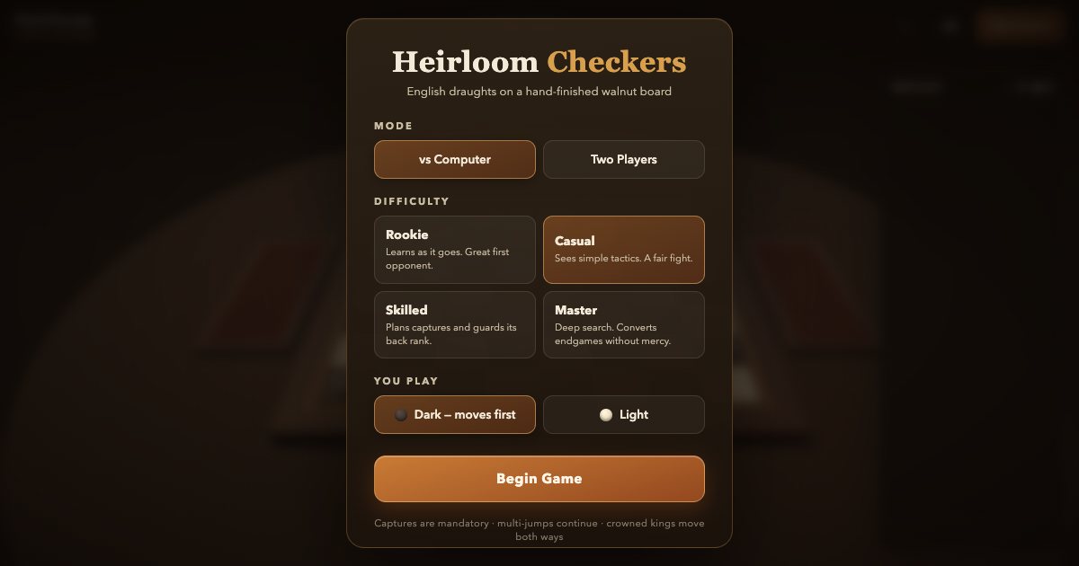 Screenshot of the Checkers demo