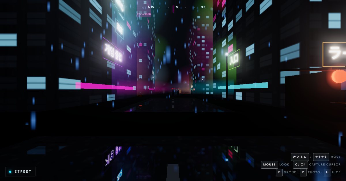 Screenshot of the Cyberpunk City Scene demo