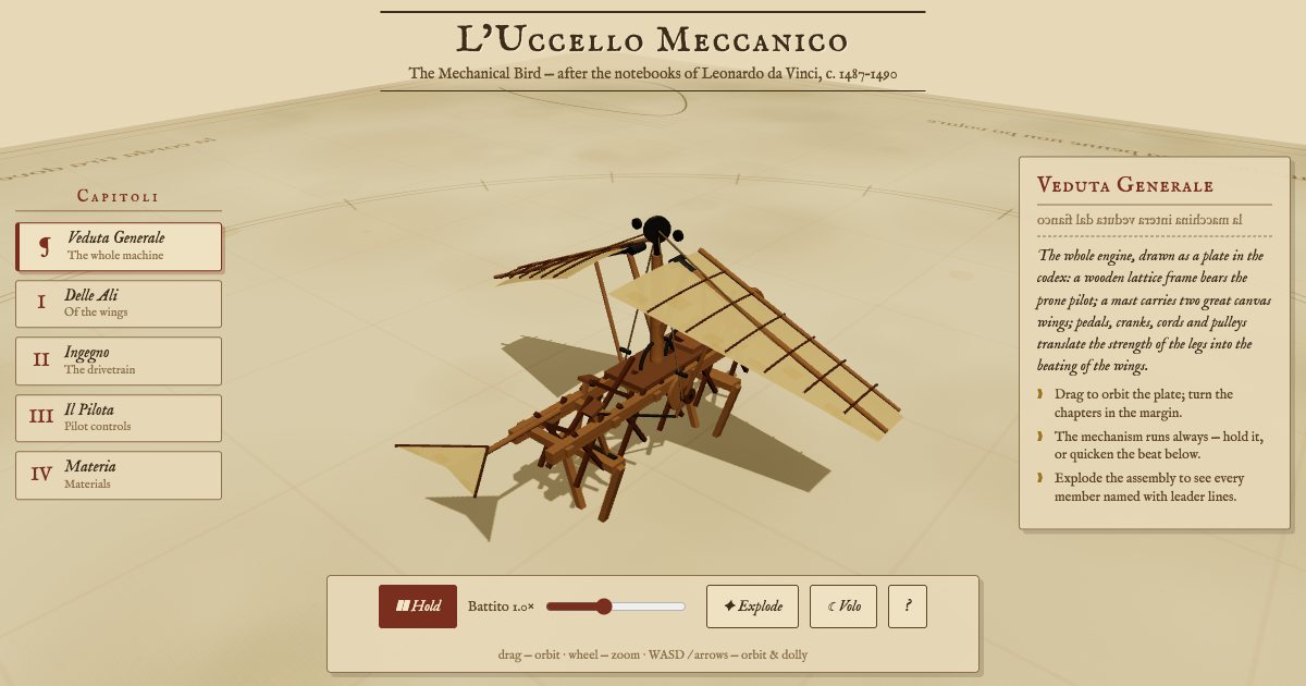 Screenshot of the Da Vinci Ornithopter demo