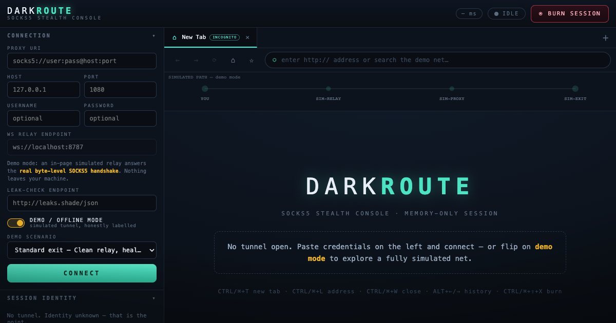 Screenshot of the Dark Route demo