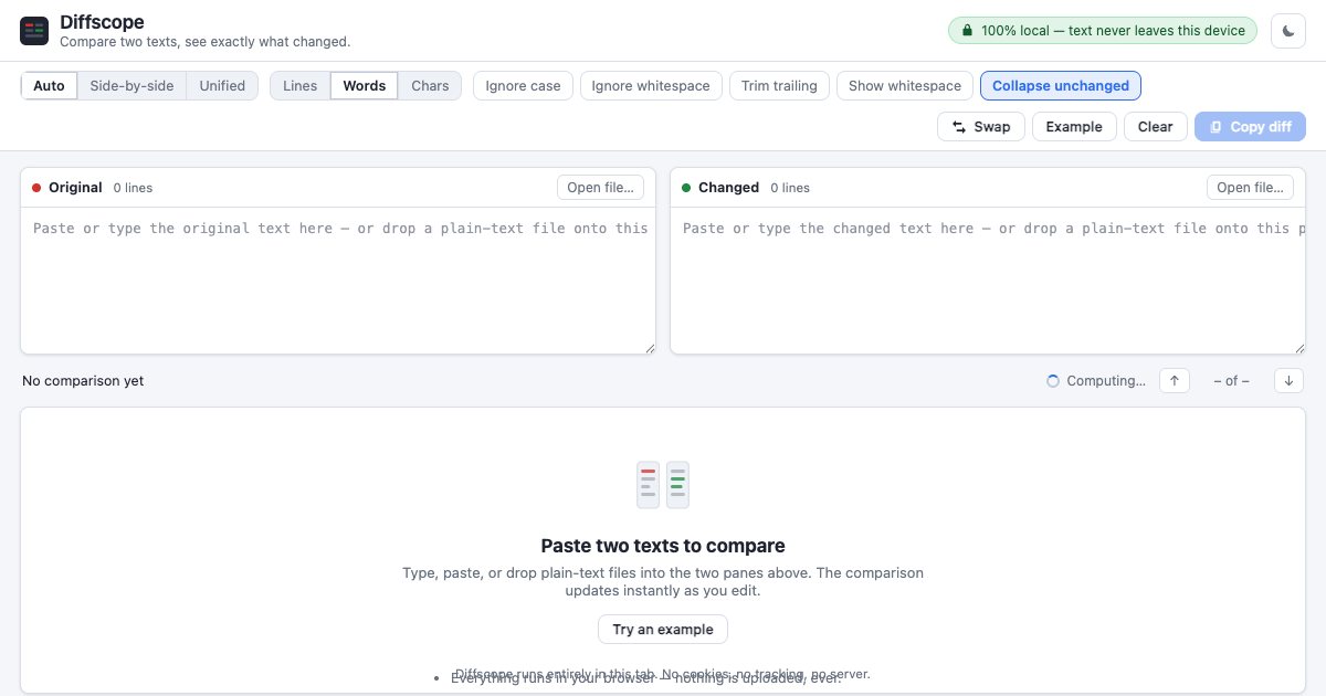 Screenshot of the Diffing Tool demo