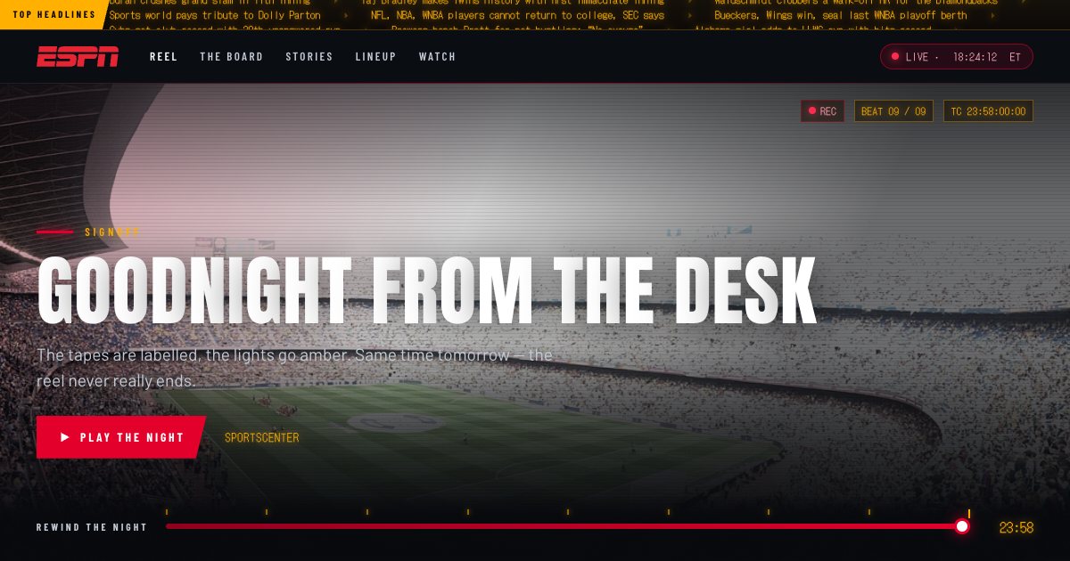 Screenshot of the Espn Landing Page demo