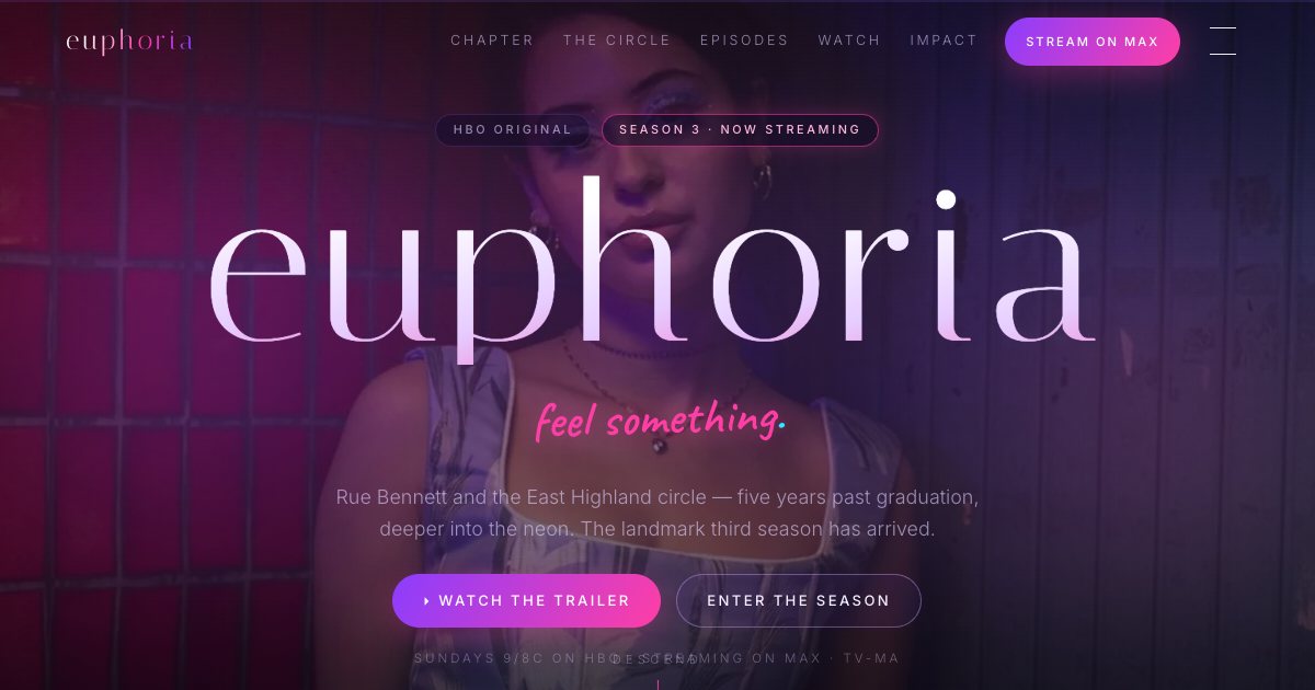 Screenshot of the Euphoria Landing Page demo