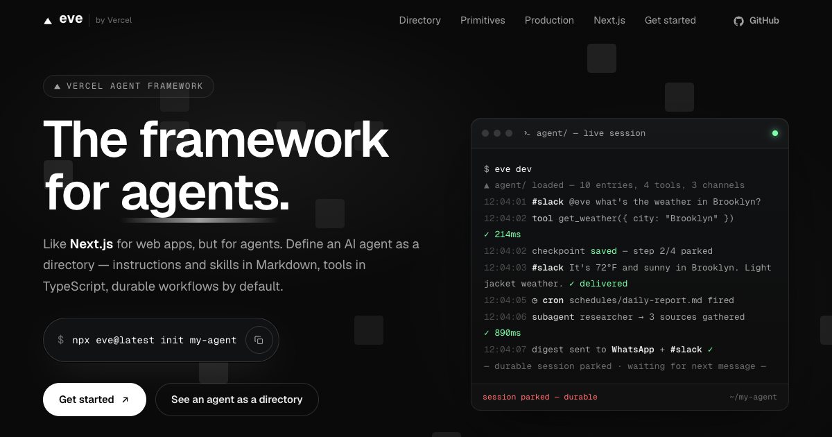 Screenshot of the Eve Landing Page demo