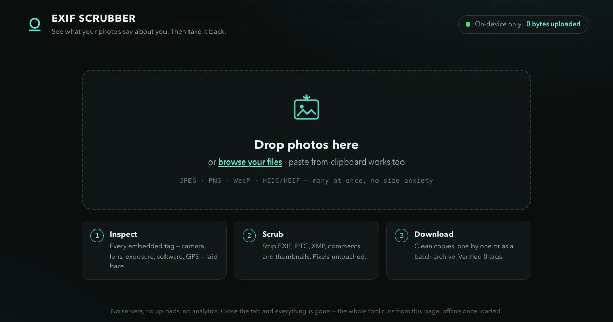 Screenshot of the Exif Scrubber demo