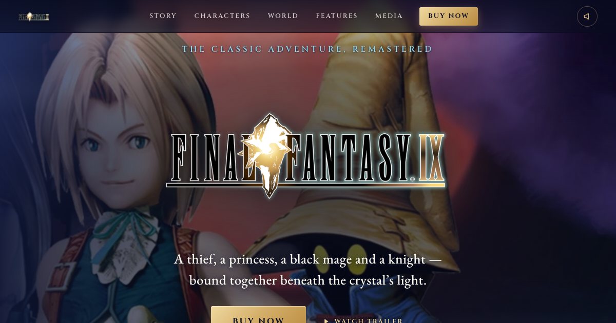 Screenshot of the Final Fantasy 9 Landing Page demo