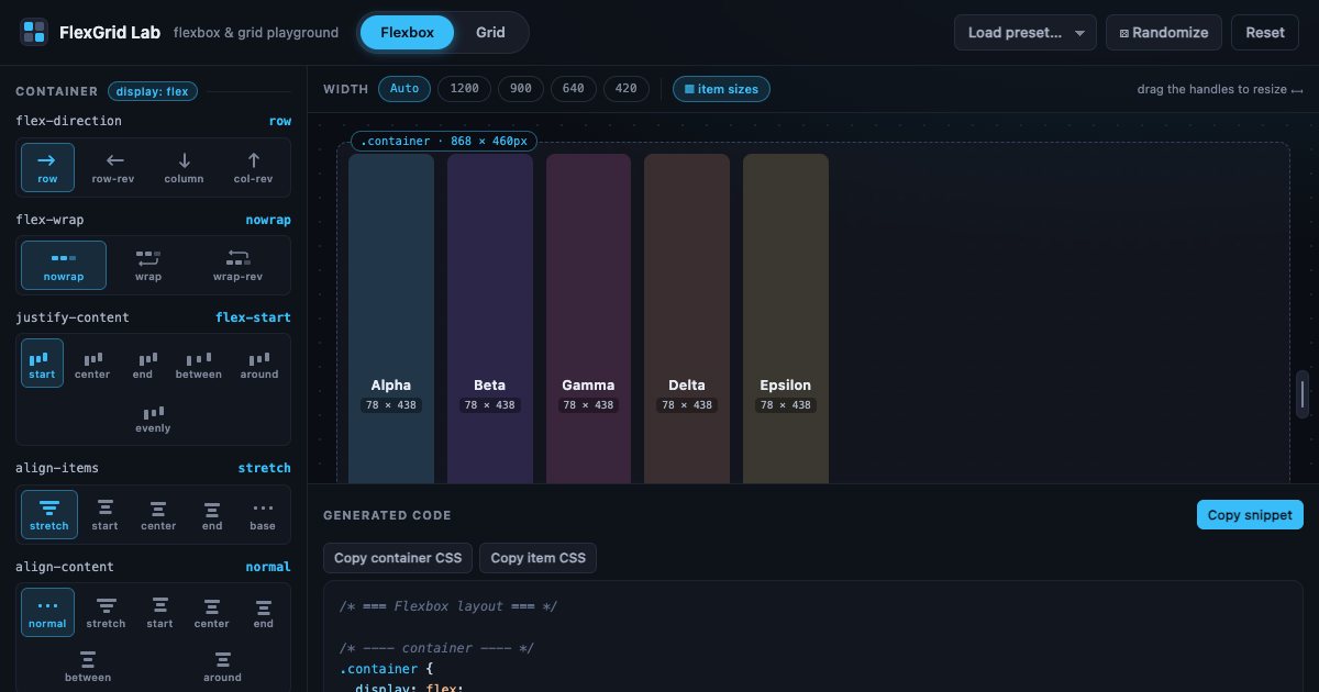 Screenshot of the Flexbox Playground demo