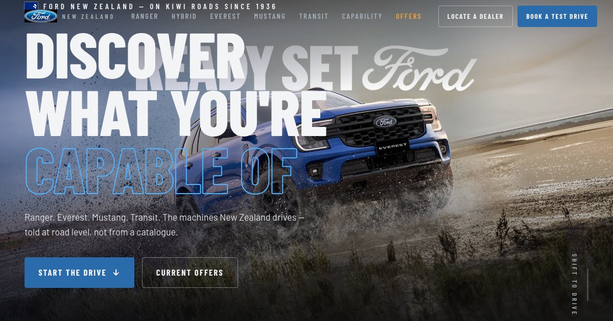 Screenshot of the Ford Nz Landing Page demo