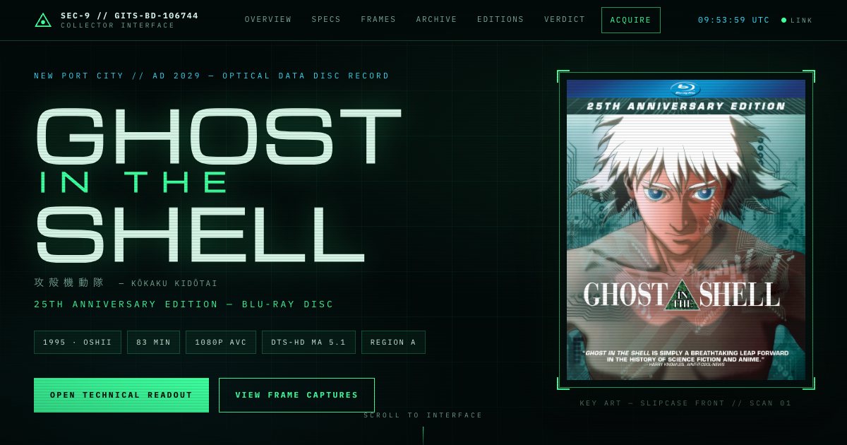 Screenshot of the Ghost In The Shell Landing Page demo