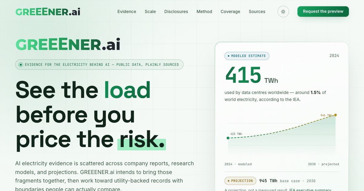 Screenshot of the Greeener demo