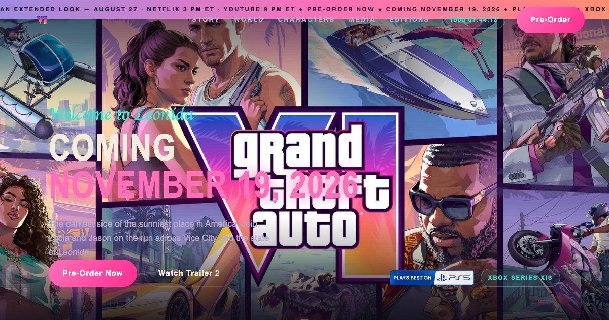 Screenshot of the Gta 6 Landing Page demo