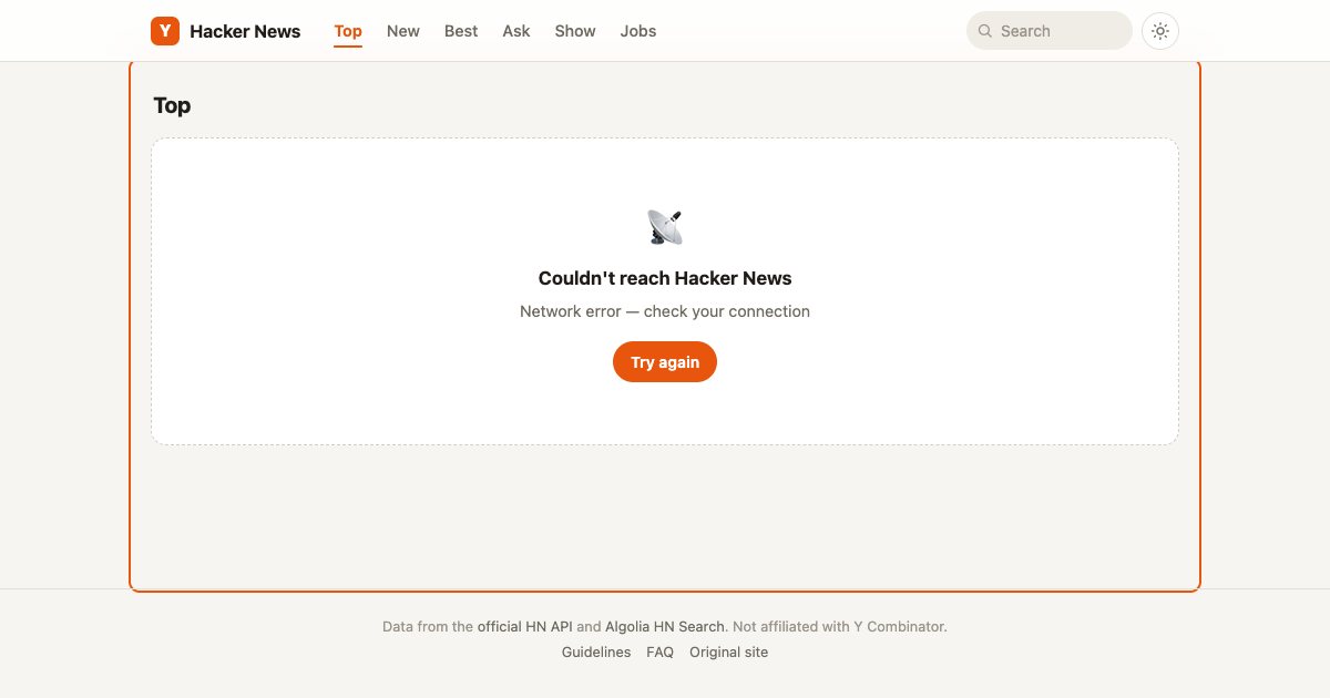 Screenshot of the Hacker News Landing Page demo