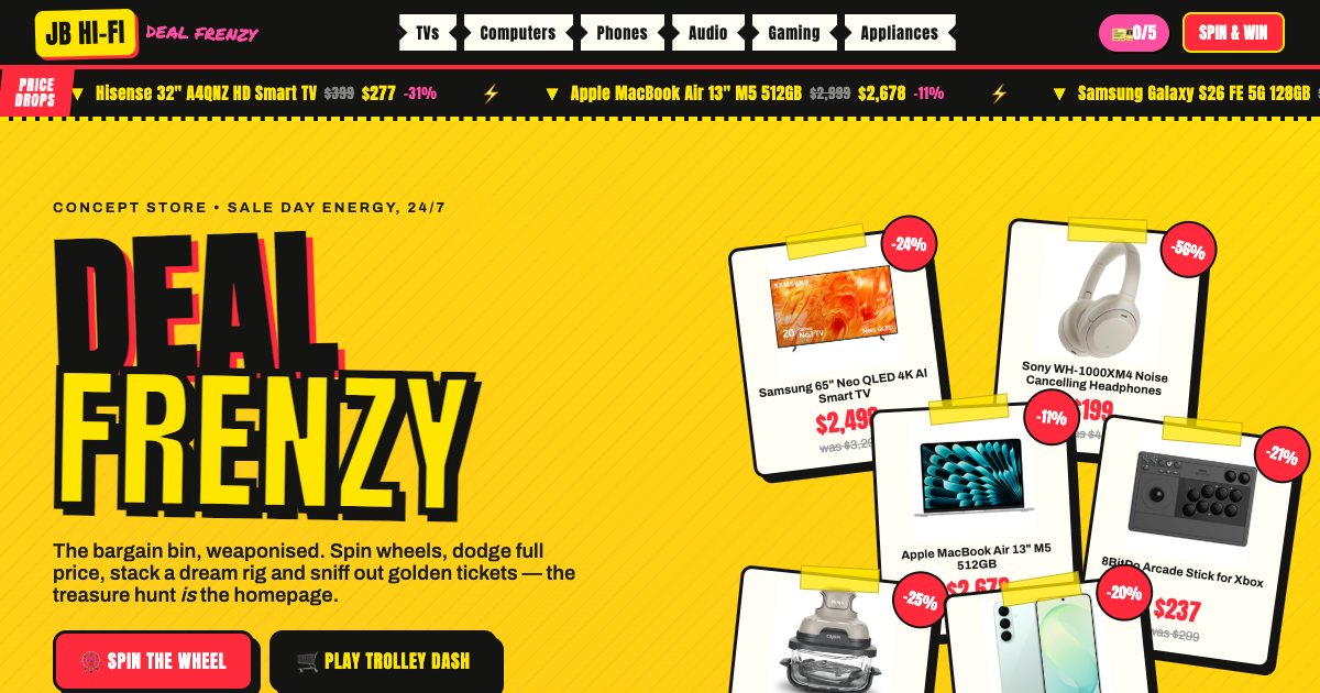 Screenshot of the Jb Hi Fi Landing Page demo