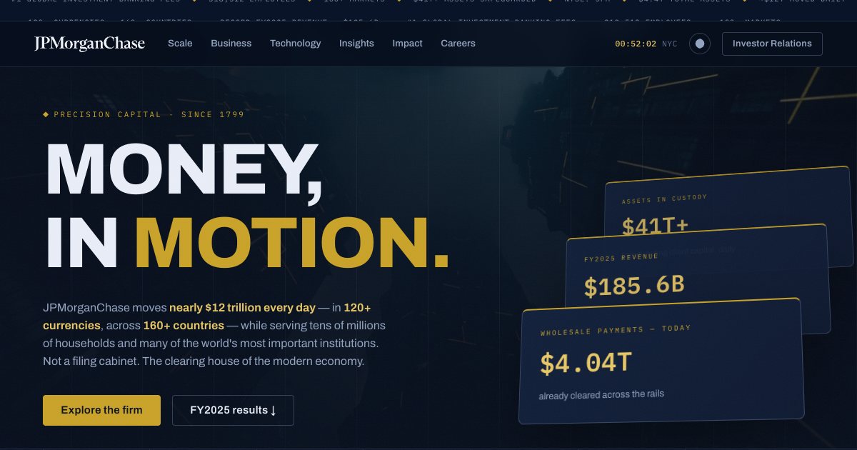 Screenshot of the Jpmorgan Chase Landing Page demo