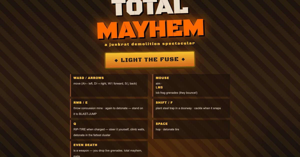 Screenshot of the Junkrat Minigame demo