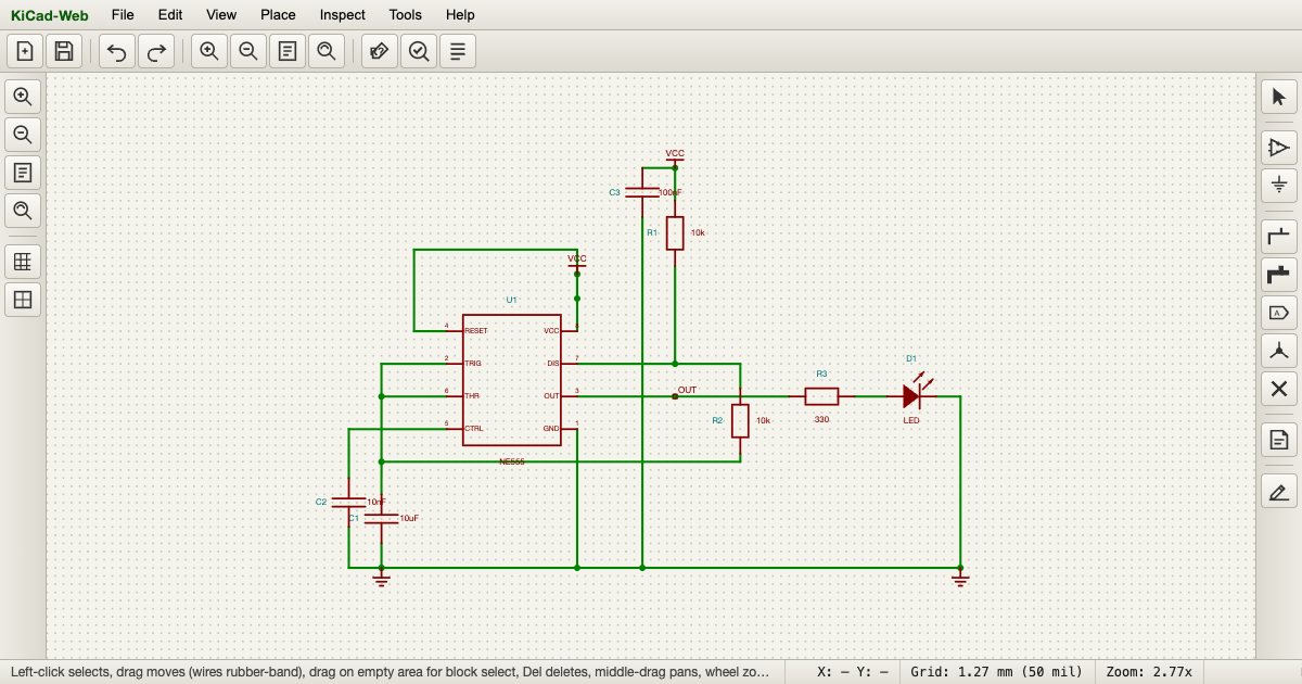 Screenshot of the Kicad demo