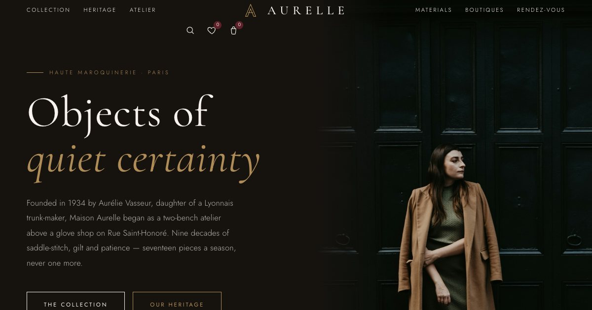 Screenshot of the Luxury Handbags demo