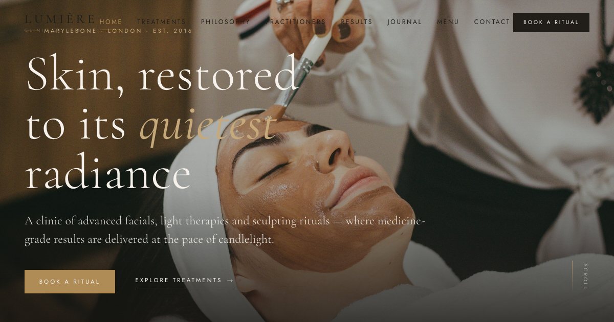 Screenshot of the Luxury Skincare demo