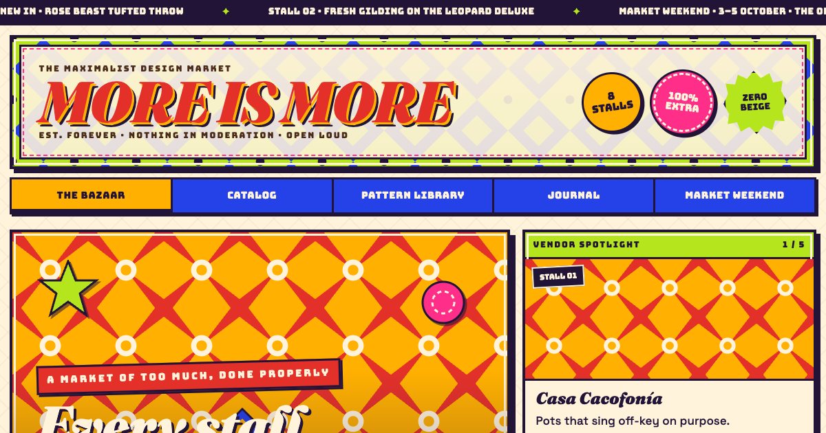 Screenshot of the Maximalist Bazaar demo