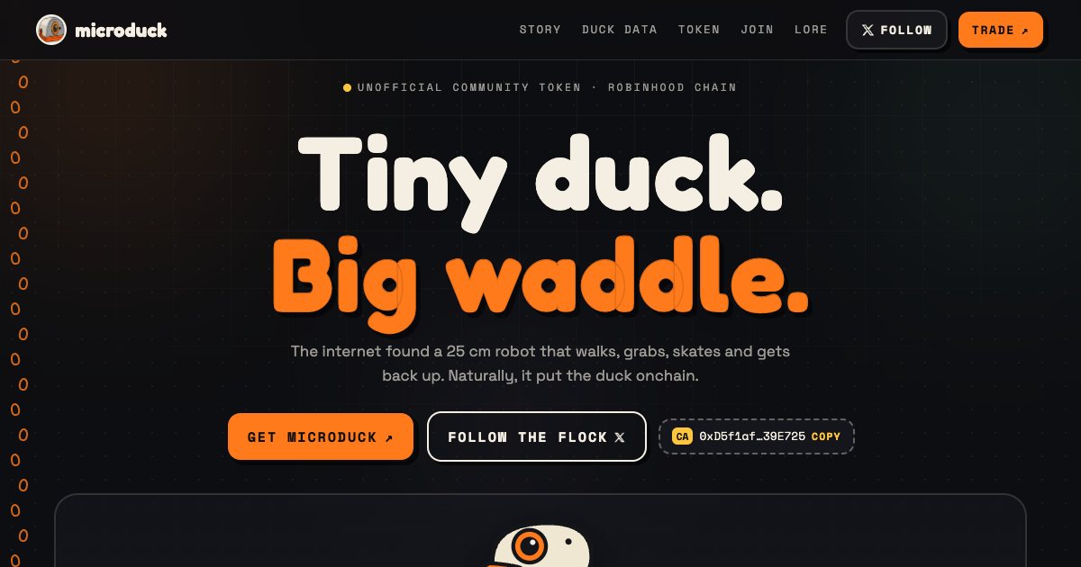 Screenshot of the Microduck Landing Page demo