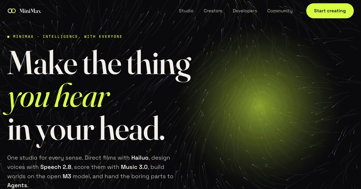 Screenshot of the Minimax Landing Page demo