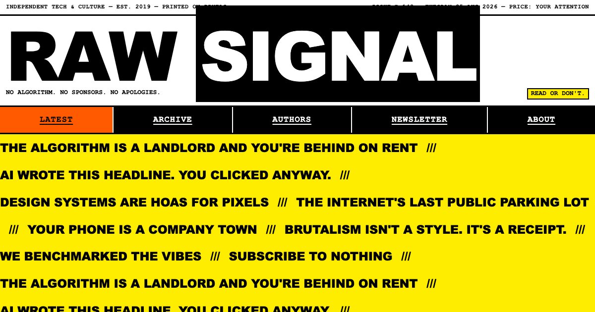 Screenshot of the Neo Brutalist Broadsheet demo