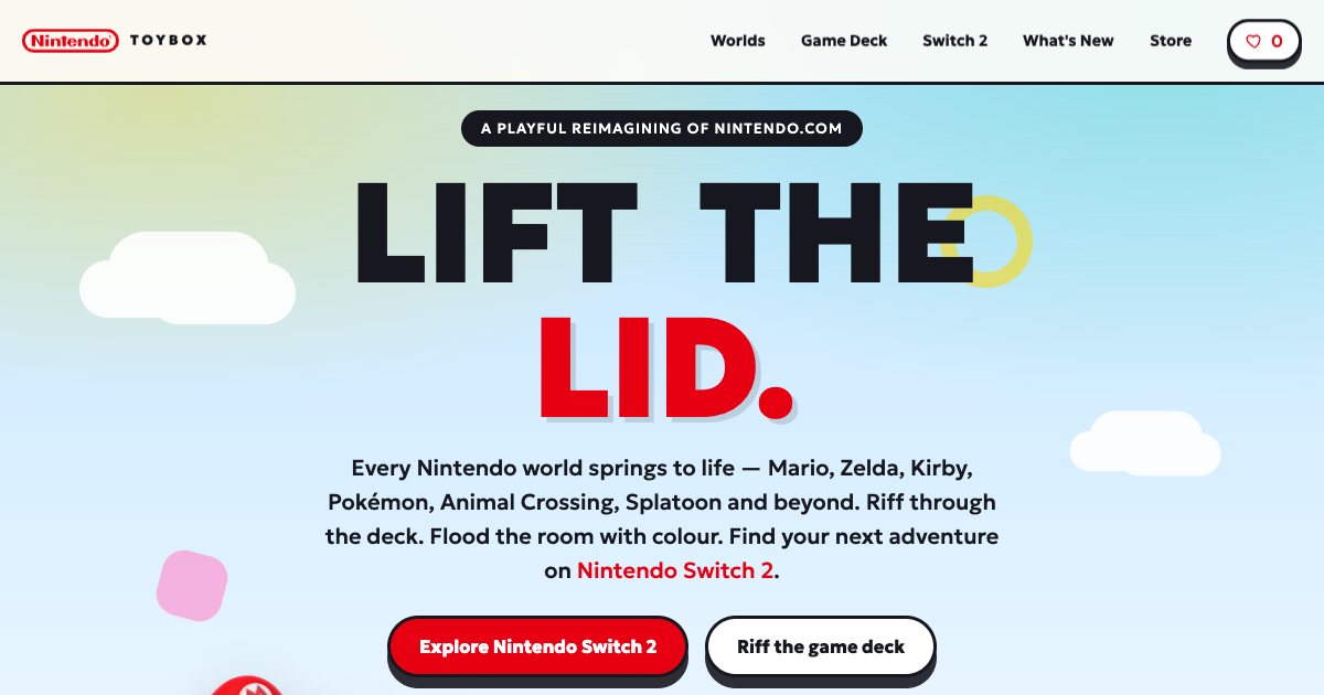 Screenshot of the Nintendo Landing Page demo
