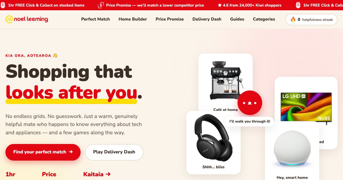 Screenshot of the Noel Leeming Landing Page demo