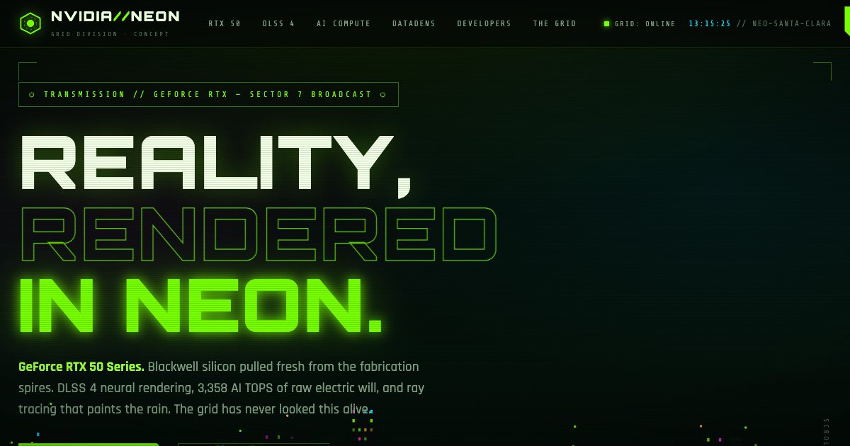 Screenshot of the Nvidia Landing Page demo