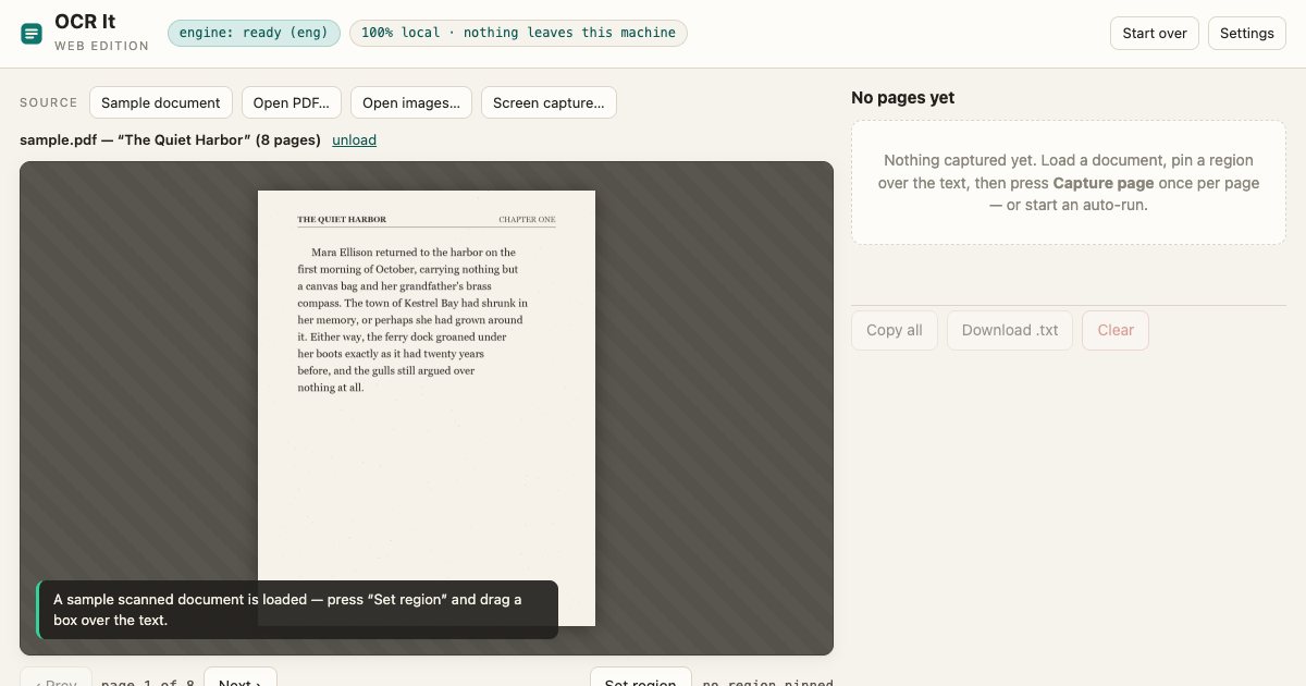 Screenshot of the Ocr It demo