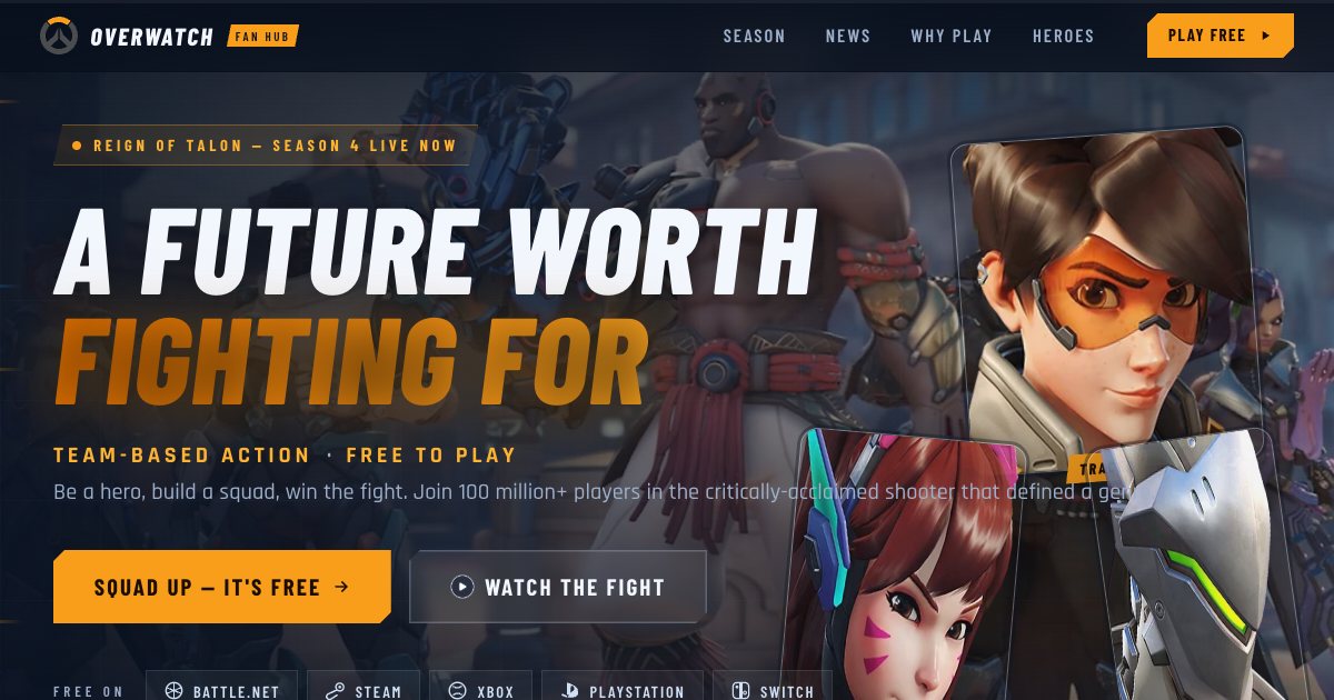 Screenshot of the Overwatch Landing Page demo
