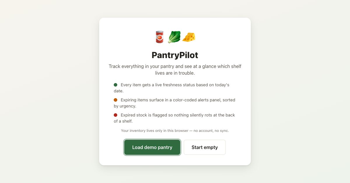 Screenshot of the Pantry Tracker demo