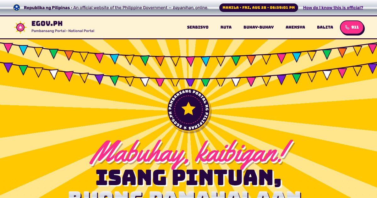 Screenshot of the Philippines National Government Portal Landing Page demo