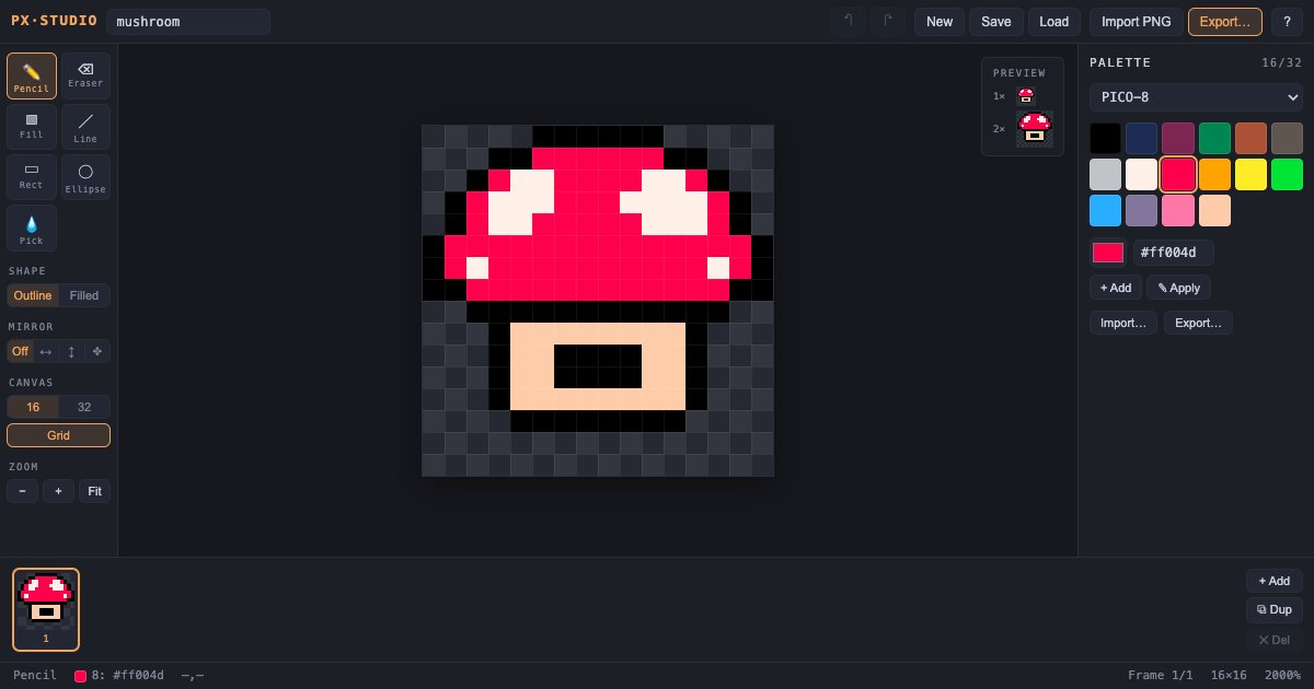 Screenshot of the Pixel Art Editor demo