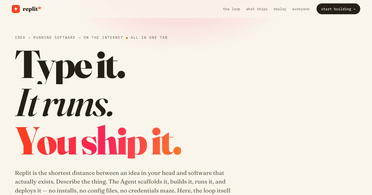Screenshot of the Replit Landing Page demo