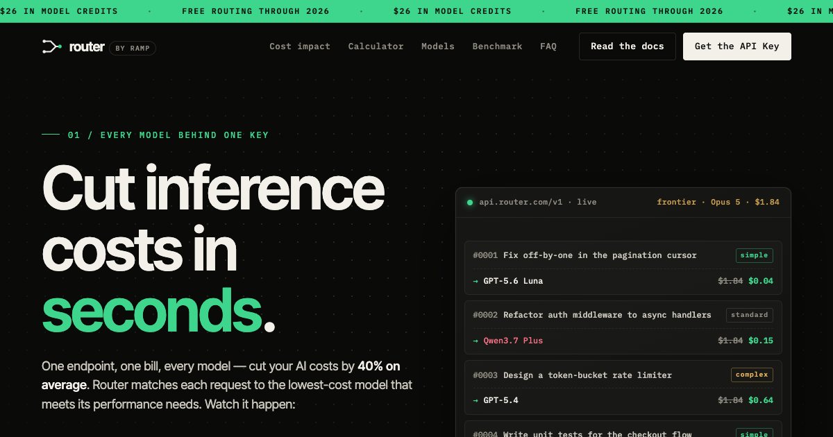 Screenshot of the Router By Ramp Landing Page demo